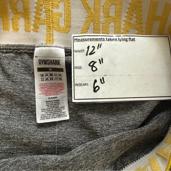 GYMSHARK Gray and Yellow Athletic Flex Stretch Shorts, M - Picture 9 of 9